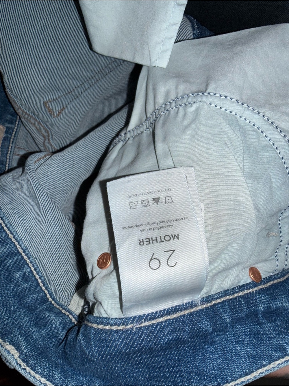MOTHER High-Rise Medium Blue Button-Fly Jeans - Picture 4 of 5